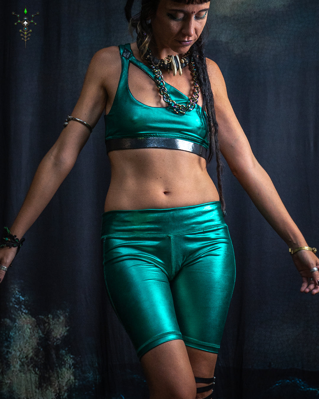 Woman Combo Shorts / Metalic Licra - GREEN Metal